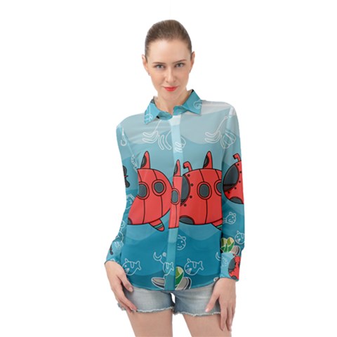 Dive Scuba Ocean Sea Water Fish Long Sleeve Chiffon Shirt by Pakrebo