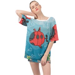 Dive Scuba Ocean Sea Water Fish Oversized Chiffon Top