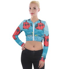 Dive Scuba Ocean Sea Water Fish Long Sleeve Cropped Velvet Jacket