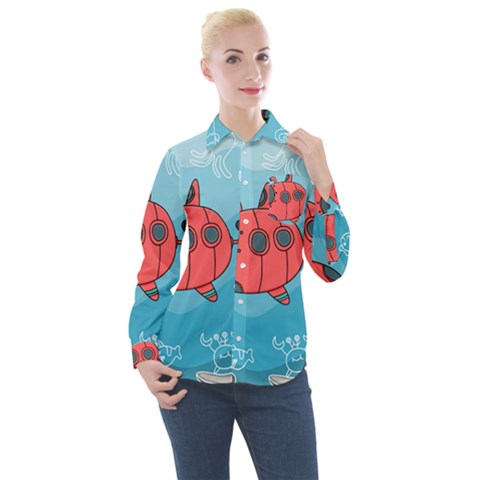 Dive Scuba Ocean Sea Water Fish Women s Long Sleeve Pocket Shirt by Pakrebo