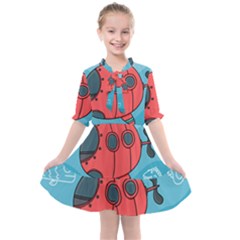 Dive Scuba Ocean Sea Water Fish Kids  All Frills Chiffon Dress by Pakrebo