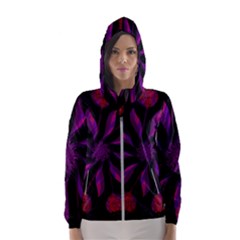 Background Purple Black Red Women s Hooded Windbreaker by Pakrebo