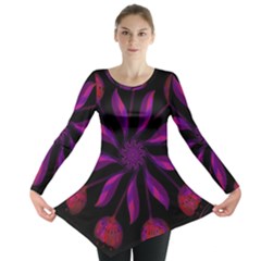 Background Purple Black Red Long Sleeve Tunic  by Pakrebo