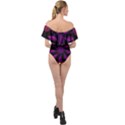 Background Purple Black Red Off Shoulder Velour Bodysuit  View2