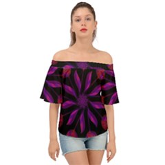 Background Purple Black Red Off Shoulder Short Sleeve Top