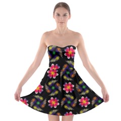 Pattern Flowers Wallpaper Strapless Bra Top Dress by Pakrebo