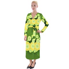 Buttercup Ranunculus Globe Flower Velvet Maxi Wrap Dress by Pakrebo