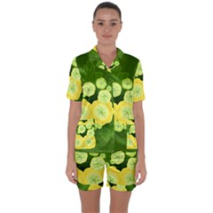 Buttercup Ranunculus Globe Flower Satin Short Sleeve Pyjamas Set by Pakrebo