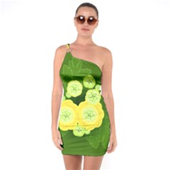 Buttercup Ranunculus Globe Flower One Soulder Bodycon Dress by Pakrebo