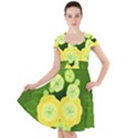 Buttercup Ranunculus Globe Flower Cap Sleeve Midi Dress View1