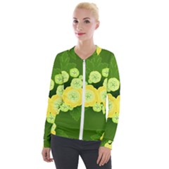 Buttercup Ranunculus Globe Flower Velour Zip Up Jacket by Pakrebo