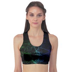 Fractal Lines Wallpaper Backdrop Sports Bra by Pakrebo