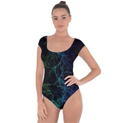 Fractal Lines Wallpaper Backdrop Short Sleeve Leotard  by Pakrebo