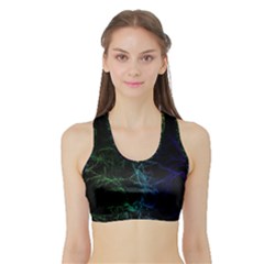 Fractal Lines Wallpaper Backdrop Sports Bra With Border by Pakrebo