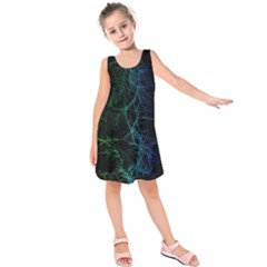 Fractal Lines Wallpaper Backdrop Kids  Sleeveless Dress by Pakrebo