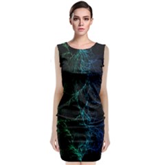 Fractal Lines Wallpaper Backdrop Sleeveless Velvet Midi Dress by Pakrebo