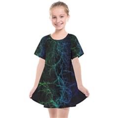 Fractal Lines Wallpaper Backdrop Kids  Smock Dress by Pakrebo