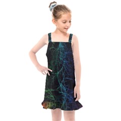 Fractal Lines Wallpaper Backdrop Kids  Overall Dress by Pakrebo