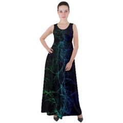 Fractal Lines Wallpaper Backdrop Empire Waist Velour Maxi Dress