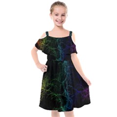 Fractal Lines Wallpaper Backdrop Kids  Cut Out Shoulders Chiffon Dress