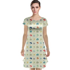 Clouds And Umbrellas Seasons Pattern Cap Sleeve Nightdress by Pakrebo