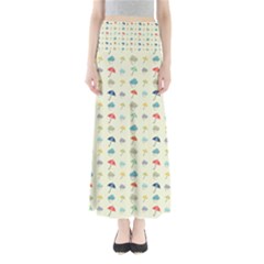 Clouds And Umbrellas Seasons Pattern Full Length Maxi Skirt