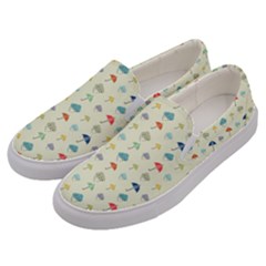 Clouds And Umbrellas Seasons Pattern Men s Canvas Slip Ons by Pakrebo