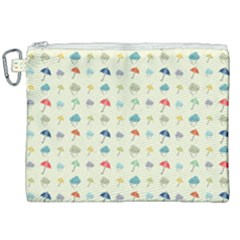 Clouds And Umbrellas Seasons Pattern Canvas Cosmetic Bag (xxl) by Pakrebo