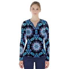 Backgrounds Pattern Wallpaper V-neck Long Sleeve Top by Pakrebo