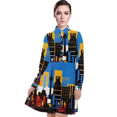 Architecture City House Window Long Sleeve Chiffon Shirt Dress by Pakrebo