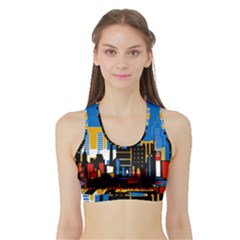 Architecture City House Window Sports Bra With Border by Pakrebo