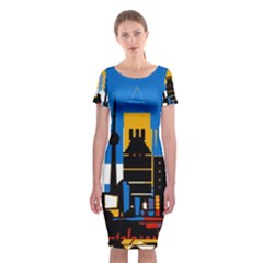 Architecture City House Window Classic Short Sleeve Midi Dress by Pakrebo