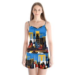 Architecture City House Window Satin Pajamas Set by Pakrebo