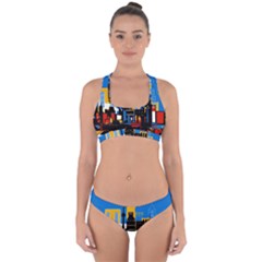 Architecture City House Window Cross Back Hipster Bikini Set by Pakrebo