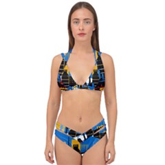 Architecture City House Window Double Strap Halter Bikini Set by Pakrebo