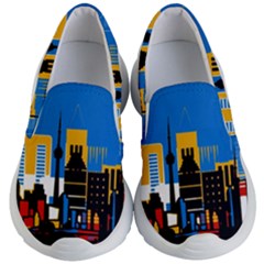 Architecture City House Window Kids  Lightweight Slip Ons by Pakrebo