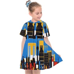 Architecture City House Window Kids  Sailor Dress by Pakrebo