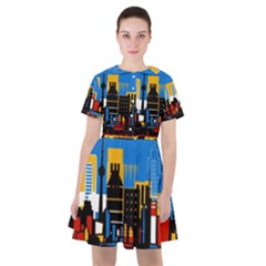 Architecture City House Window Sailor Dress by Pakrebo