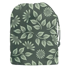 Flowers Pattern Spring Green Drawstring Pouch (xxxl) by Pakrebo