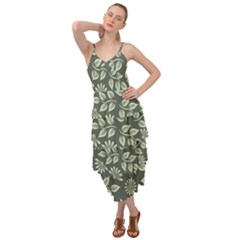 Flowers Pattern Spring Green Layered Bottom Dress