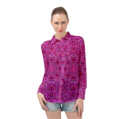 Flowering And Blooming To Bring Happiness Long Sleeve Chiffon Shirt