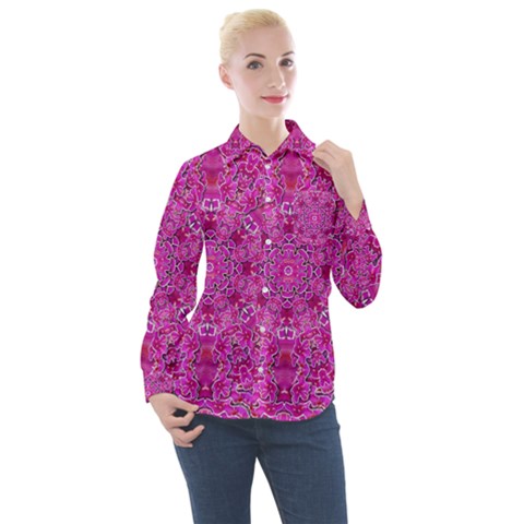 Flowering And Blooming To Bring Happiness Women s Long Sleeve Pocket Shirt by pepitasart