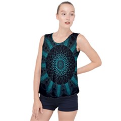 Ornament District Turquoise Bubble Hem Chiffon Tank Top by Pakrebo