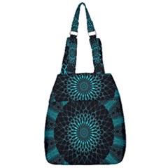 Ornament District Turquoise Center Zip Backpack by Pakrebo