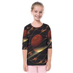 Fractal Digital Art Kids  Quarter Sleeve Raglan Tee