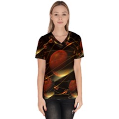 Fractal Digital Art Women s V-neck Scrub Top by Pakrebo