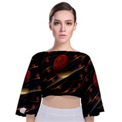 Fractal Digital Art Tie Back Butterfly Sleeve Chiffon Top by Pakrebo