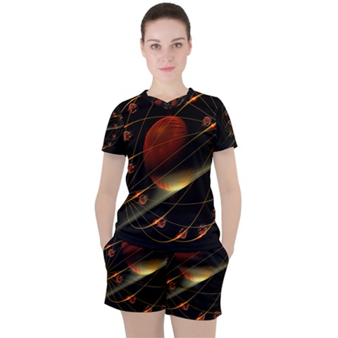 Fractal Digital Art Women s Tee And Shorts Set by Pakrebo