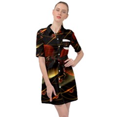 Fractal Digital Art Belted Shirt Dress