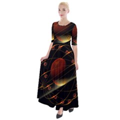 Fractal Digital Art Half Sleeves Maxi Dress